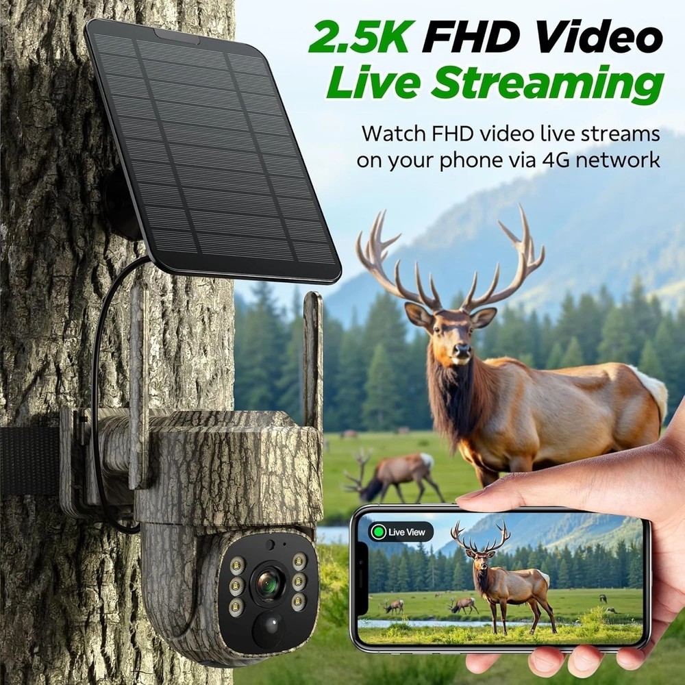 Campark Cellular Trail Camera w/ Solar Panel Support Live Streaming Night Vision