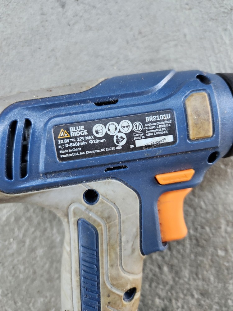 Blue Ridge Tools 12V MAX Rechargeable Drill 7 Bits 3/8" Keyless Chuck UNTESTED