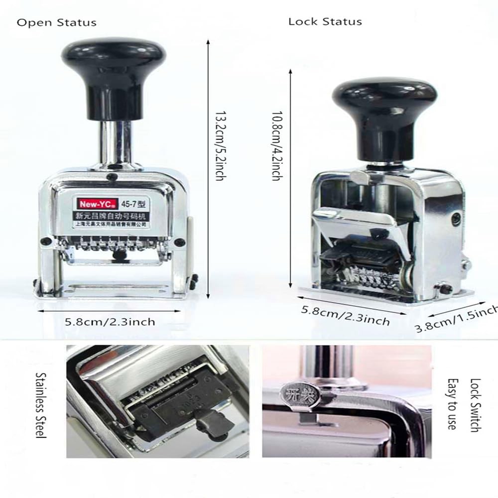 Self Inking Number Stamp 7 Digits Automatic Numbering Machine Metal Number St...