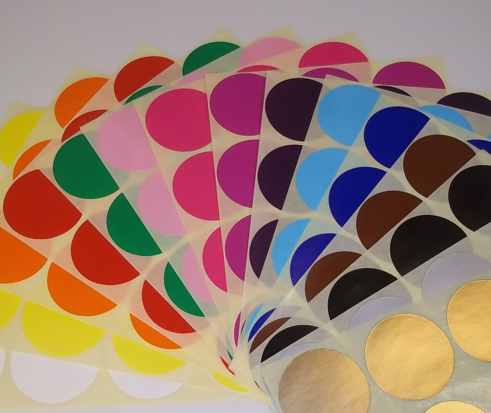 38mm Mixed Pack Assorted Round Coloured Code Circles Dots Stickers Sticky Labels