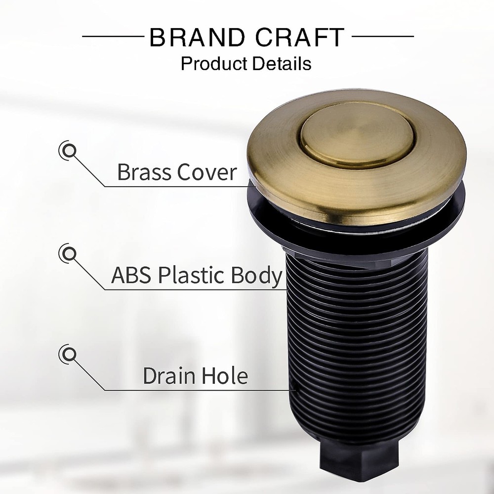 SINKINGDOM Garbage Disposal Air Switch Kit with with Long Button, Champagne B...