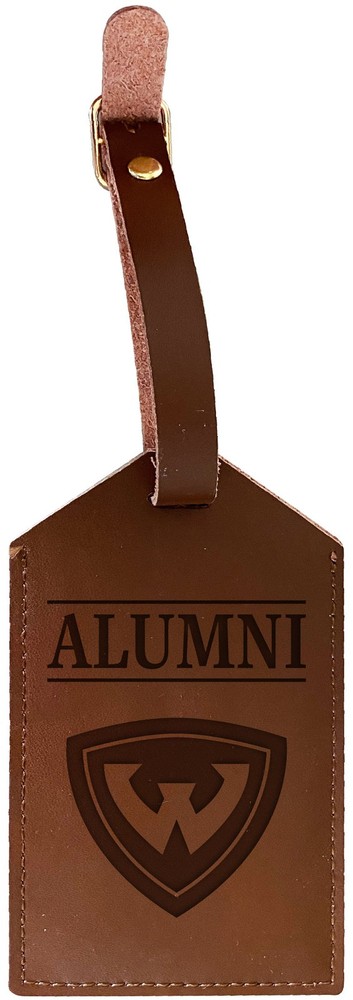 Wayne State Engraved Leather Luggage Tag (Multiple Designs)