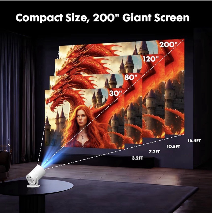 Smart Portable Mini Projector with WIFI and Bluetooth Compatible with Androids