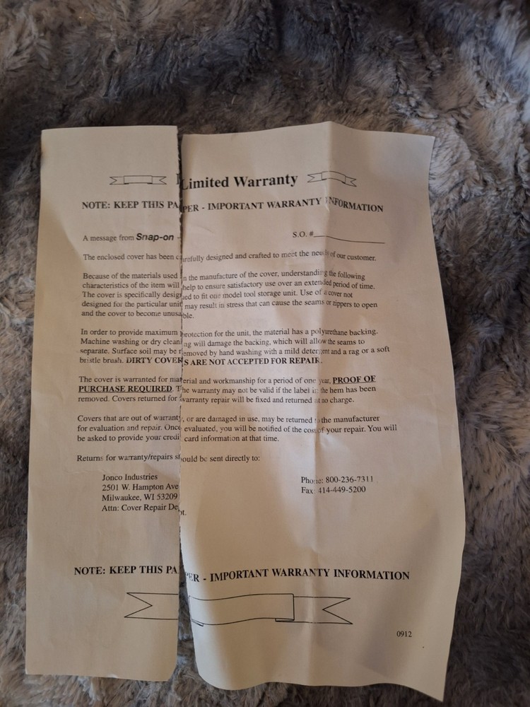 Snap On Tool Box Cover