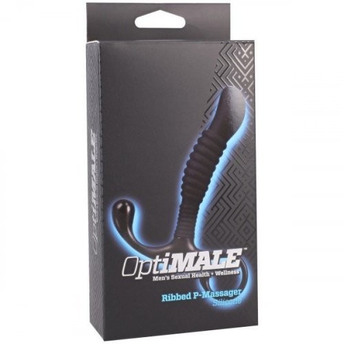 OptiMALE Ribbed Silicone Prostate Massager - Black