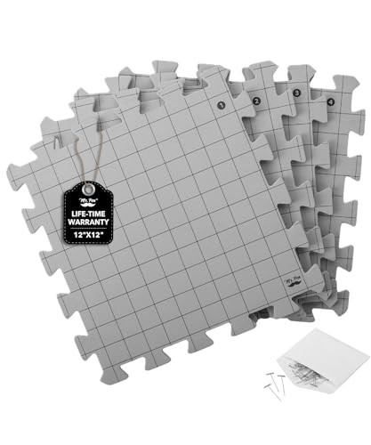 Interlocking Blocking Mats 12"x12" - 4 Pack for Knitting & Crochet + 50 T-Pins