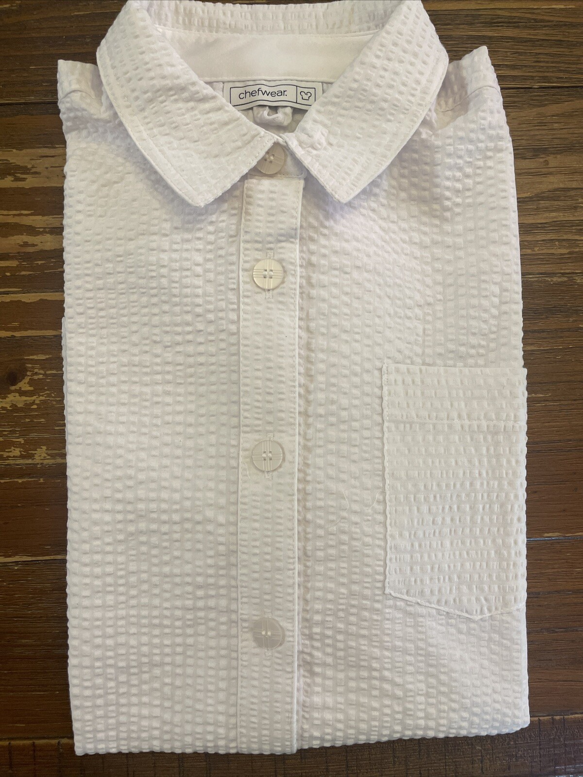 Chefwear Long Sleeve Button Down Textured Shirt White Small