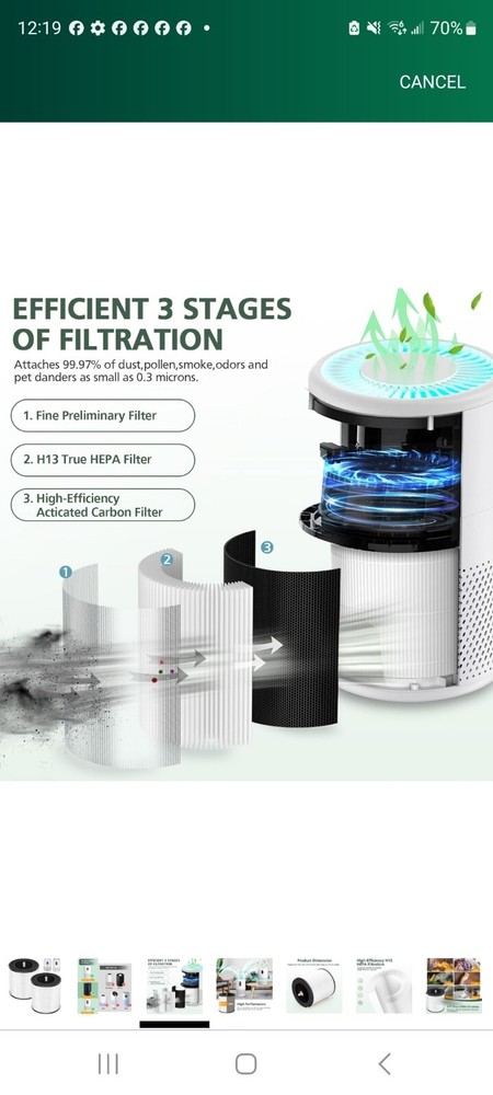 B-D02L Air Purifier Replacement Filter, Compatible with MOOKA and KOIOS...