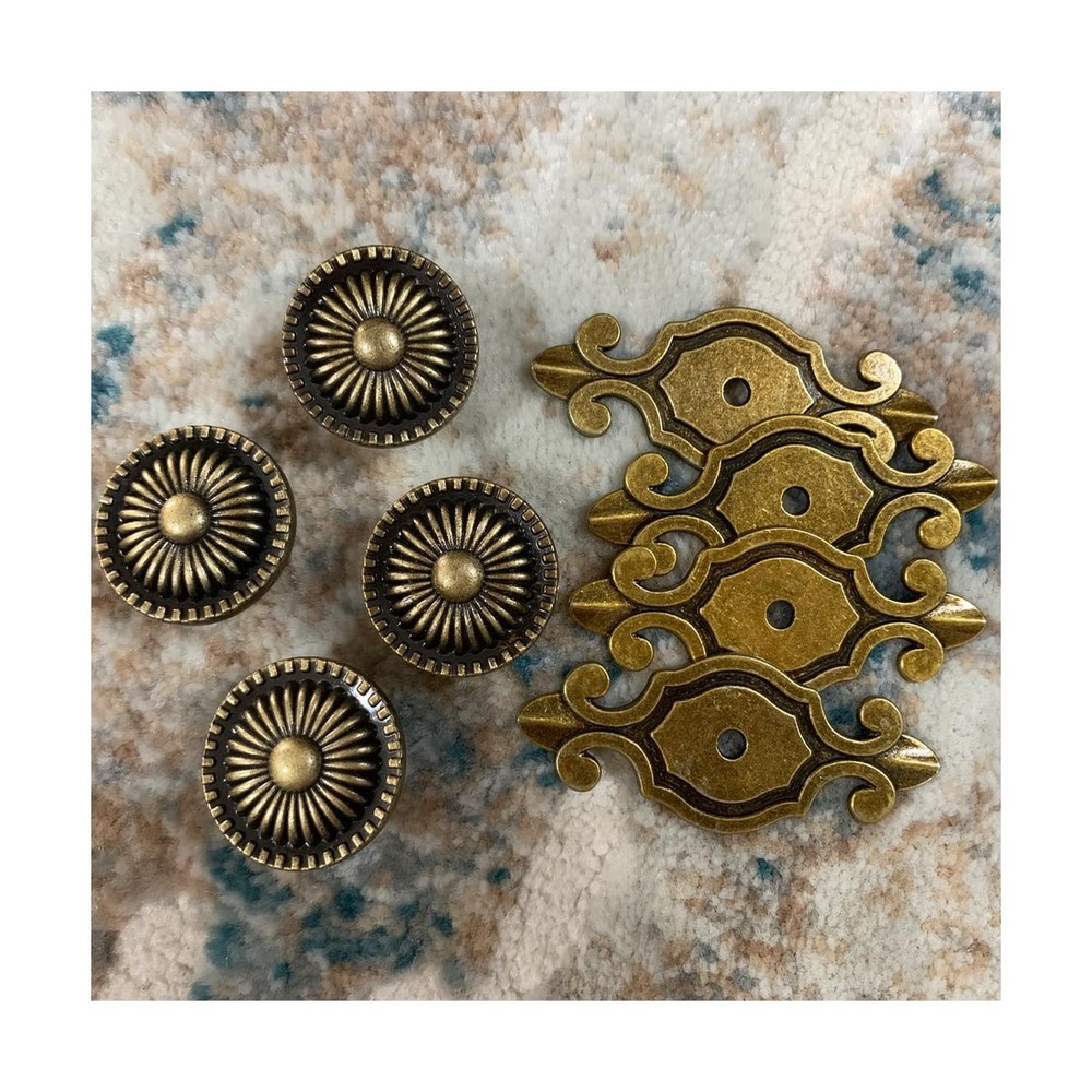 Brass Cabinet Knobs, Vintage Retro Mushroom Drawer Knobs with Backplate, Dres...