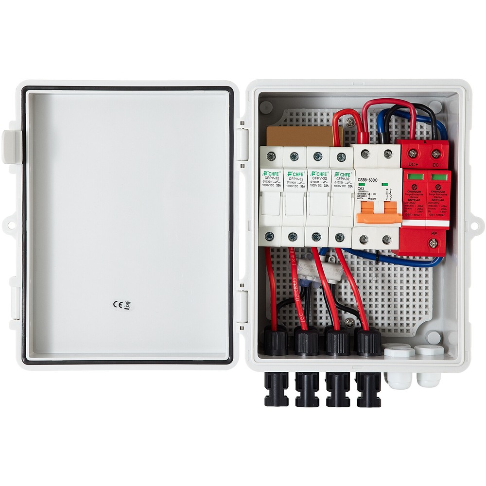 VEVOR Solar Combiner Box PV Combiner 15A 4 String Plastic for Solar Panel Kit