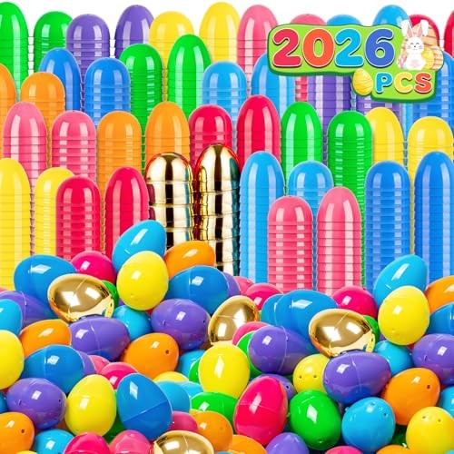 PCS Plastic Easter Eggs, 2.4'' Bulk Empty 1000 Colorful with 12 Golden 1012