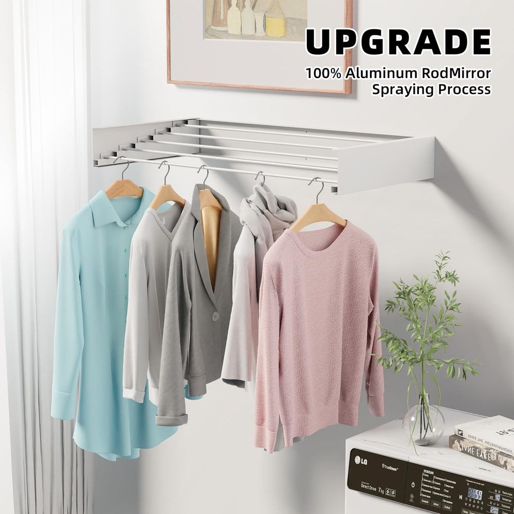 Laundry Drying Rack Collapsible, Wall Mounted, Clothes Drying Rack, 31.5 Wide...