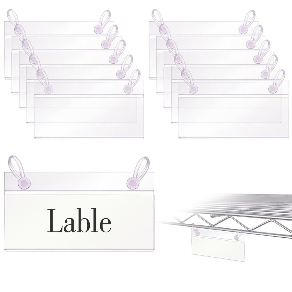 Basket Label Holders, 20PCS Plastic Basket Label Clips with Easy Button Lock ...