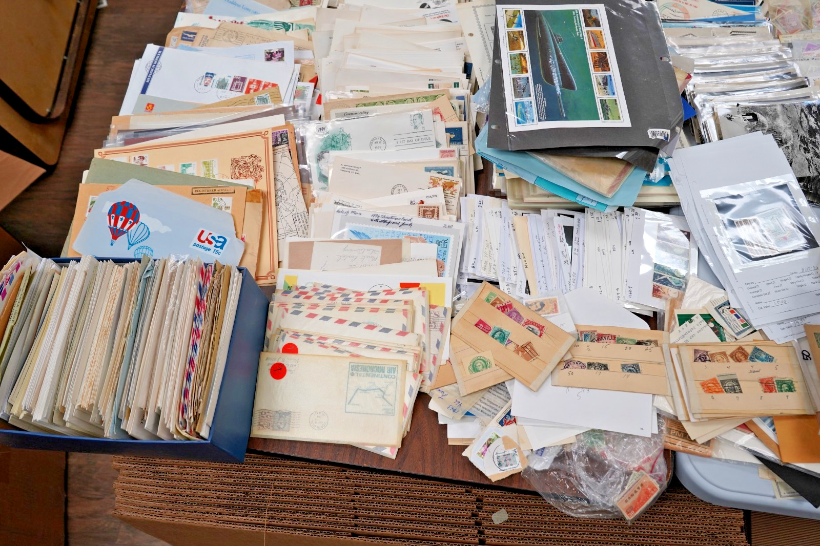 US & Worldwide 30-40Lb Box Lot of Stamps, Kiloware, Covers, Postcards & Ephemera