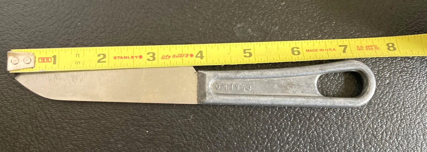NICE Vintage 1953 USMC Military Mess Kit Knife Cast Aluminum Handle Ontario Mfg.