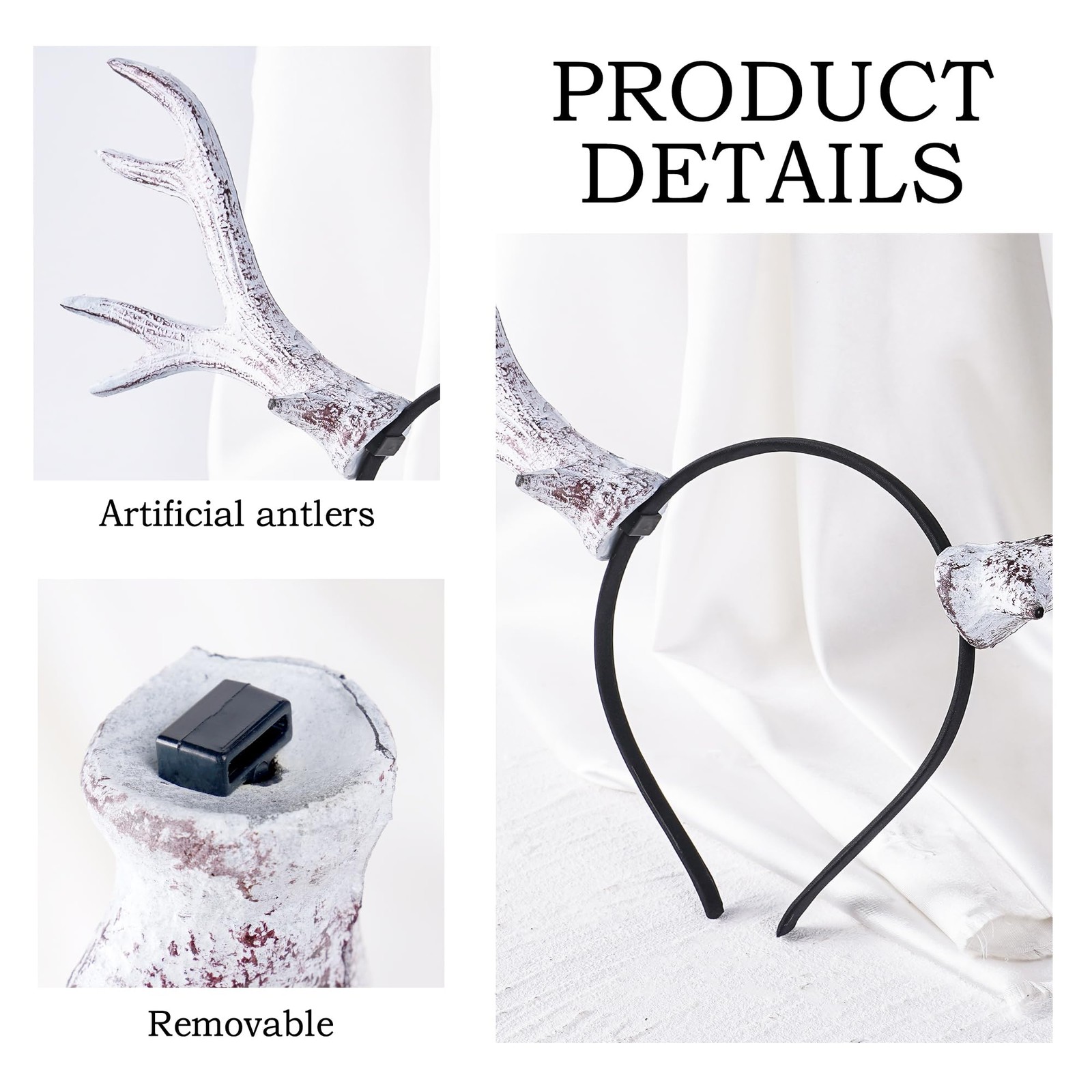 MOSTORY White Antler Horns Headband - Deer Antlers for Adult