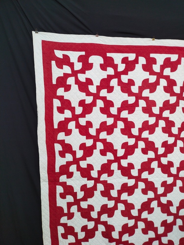 vintage hand Quilting patchwork drunkards path Quilt needlework Stitched A193