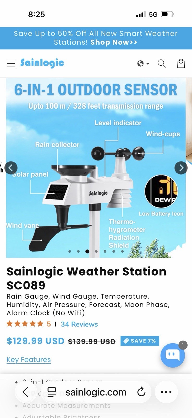 Sainlogic SC089 Wireless Weather Station New Open Box