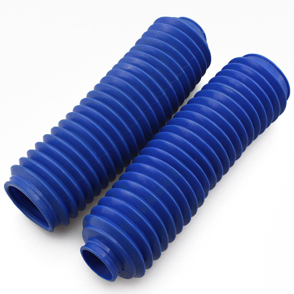 2X Motorcycle Blue Rubber Shock Absorber Front Fork Protector Cover Gaiters Boot
