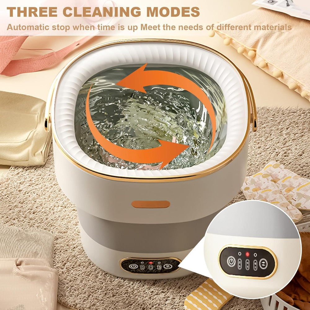 13L Portable Fully Automatic Washing Machine, Foldable Compact Washer with 3 Cle