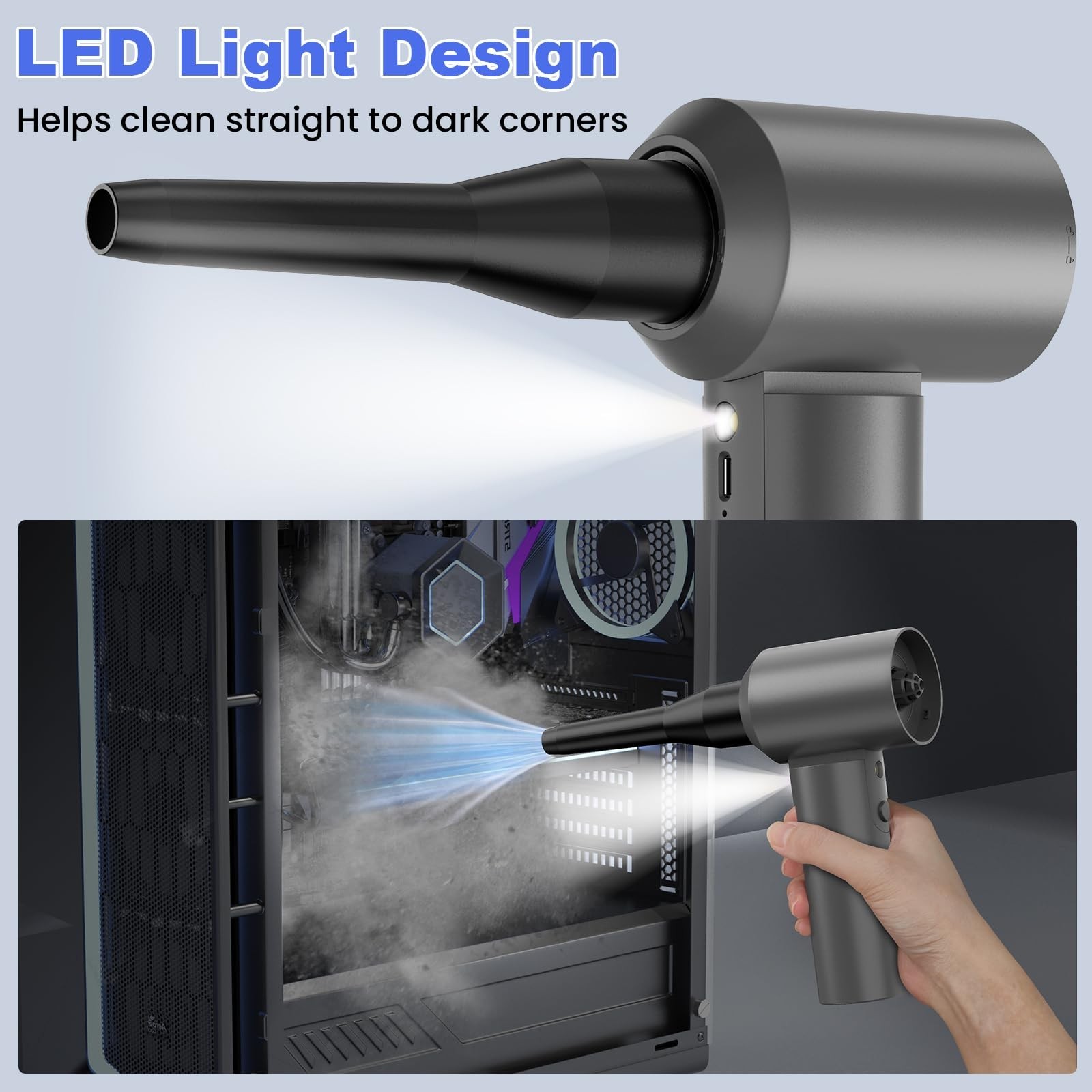 Car Vacuum Portable Cordless with 16000PA Ultra Suction 4-in-1 Foldable ​A