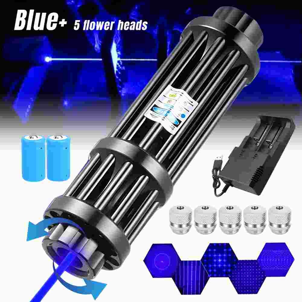 5 Watt Adjustable High Powerful Blue Laser Pointer Visible Dot Torch Light