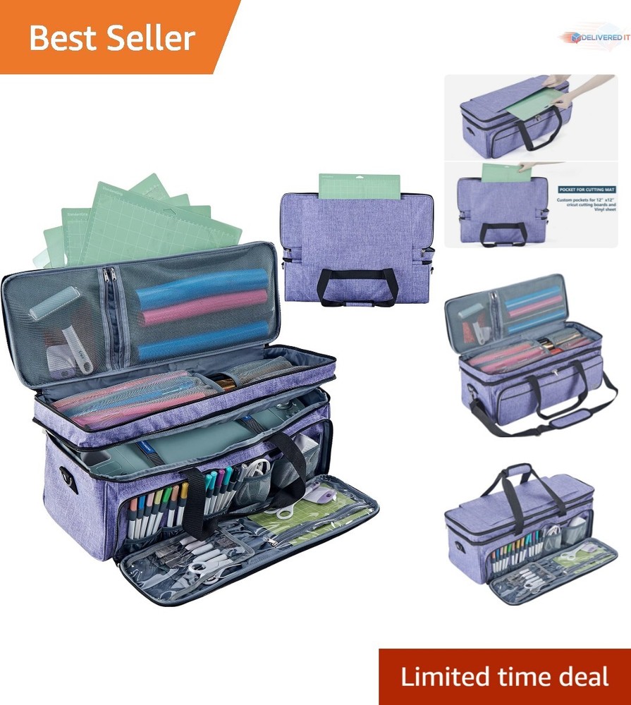 Double Layer Carrying Case for Cricut Maker Explore Tool Organizer Purple