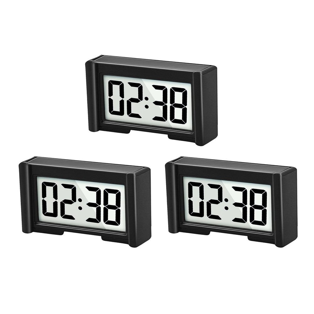 High Quality 3 Pack Mini Digital Clock Small Adhesive Stick On LCD Display Clear