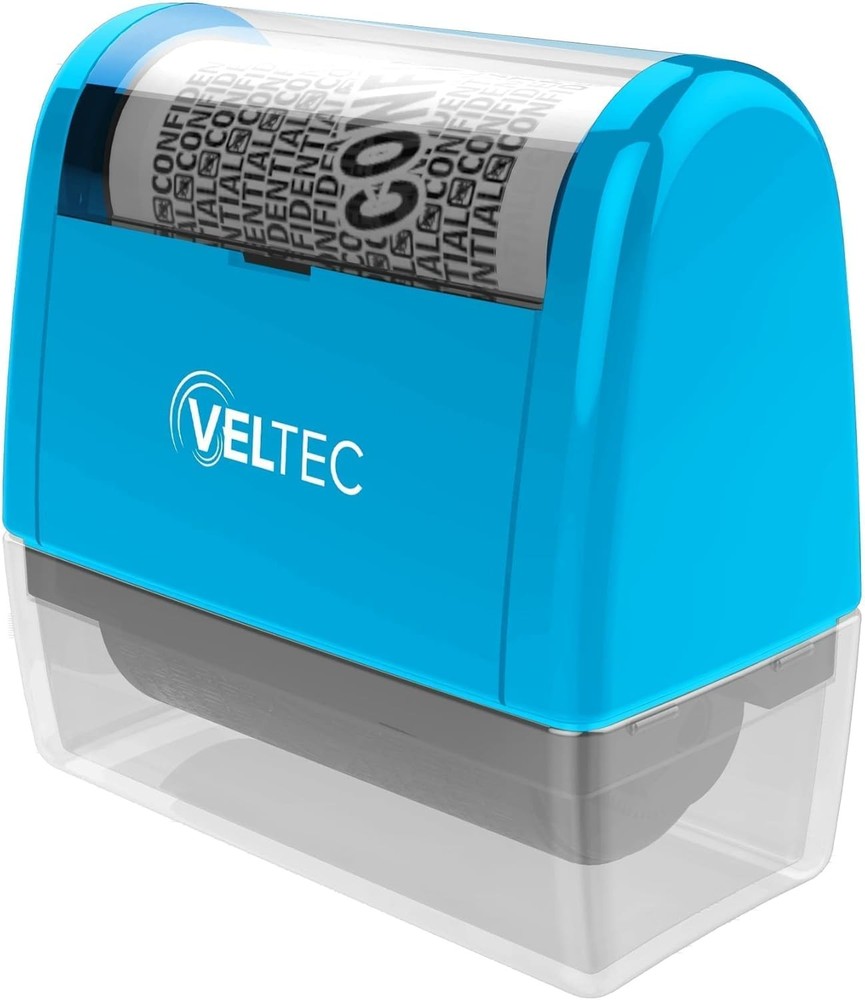 Veltec ID Protector Ink Roller - Identity Theft Protection Roller Stamp Set (Blu