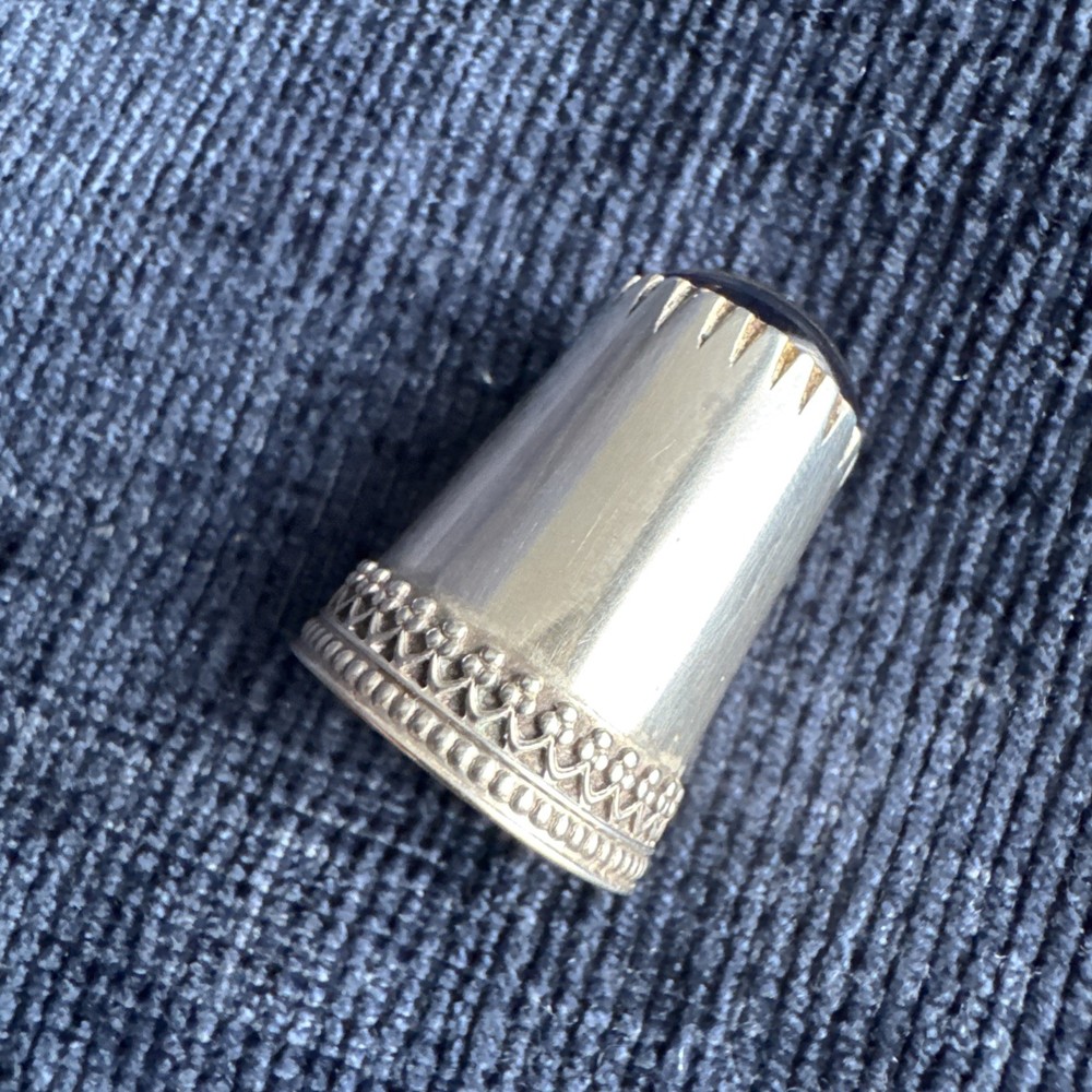 vintage sterling silver millefiori thimble