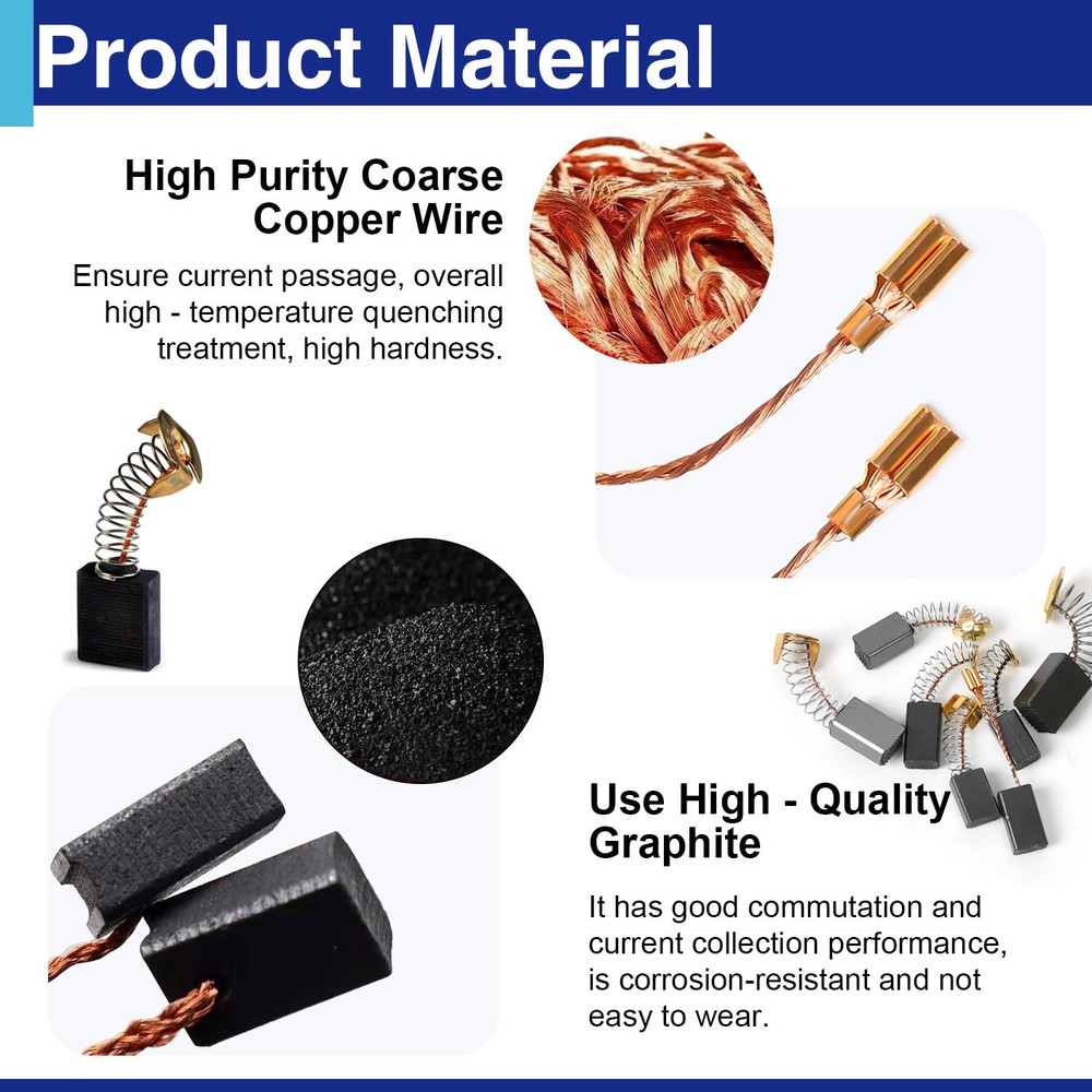 40Pcs Electric Motor Carbon Brushes Set, 10 Different Models for Replacement Rep