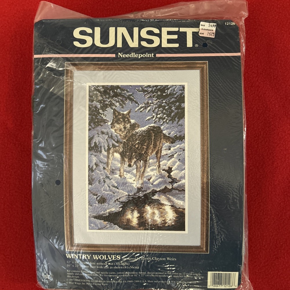 Sunset Dimensions Wintry Wolves Needlepoint Kit 12126