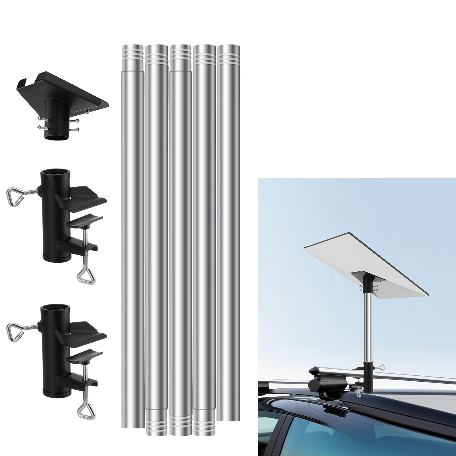 10ft Adjustable Stainless Steels RV Ladder Pole Mount Kit For Starlink Gen 3
