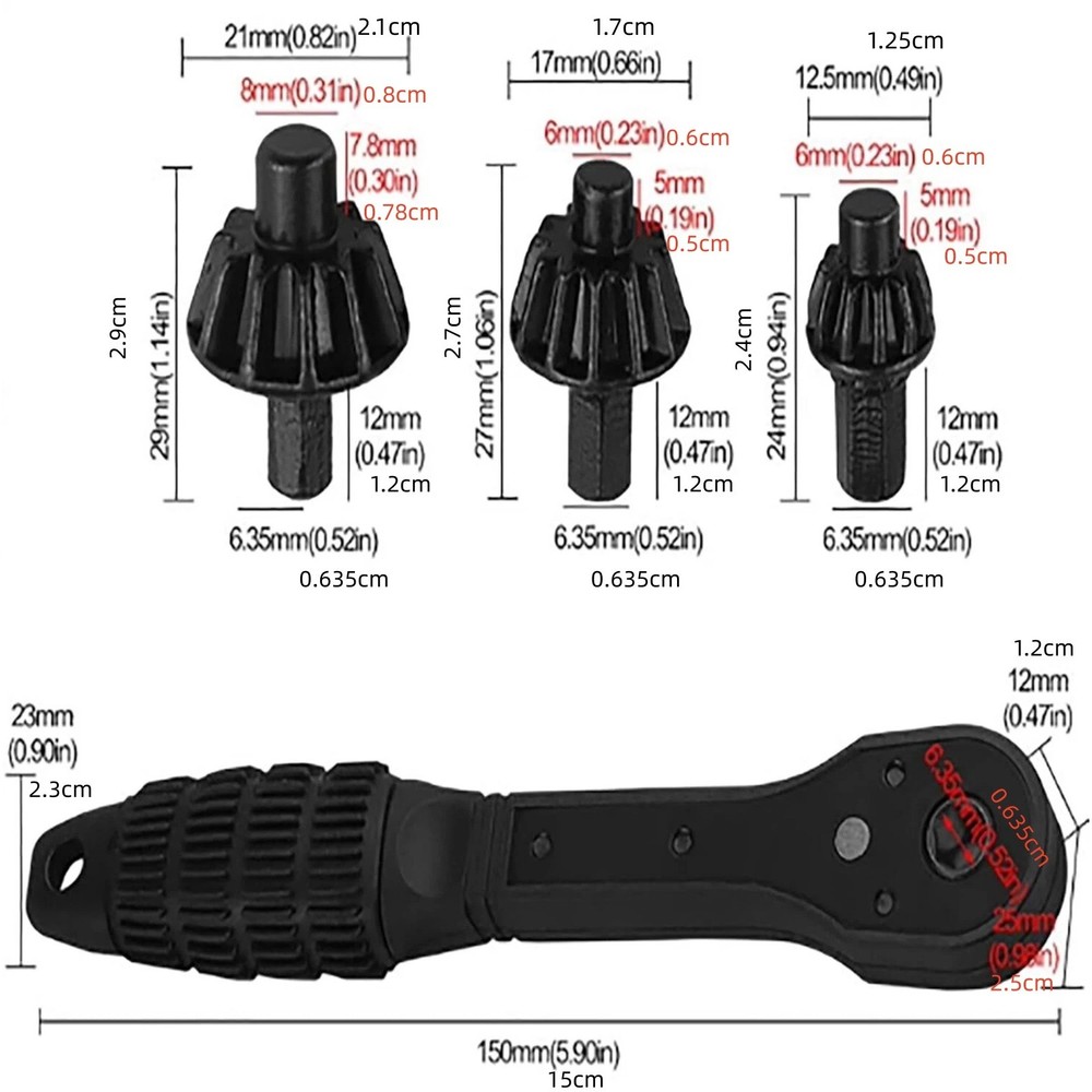 Universal 2-in-1 Ratchet Spanner Chuck Key Replacement Set for Various Drills