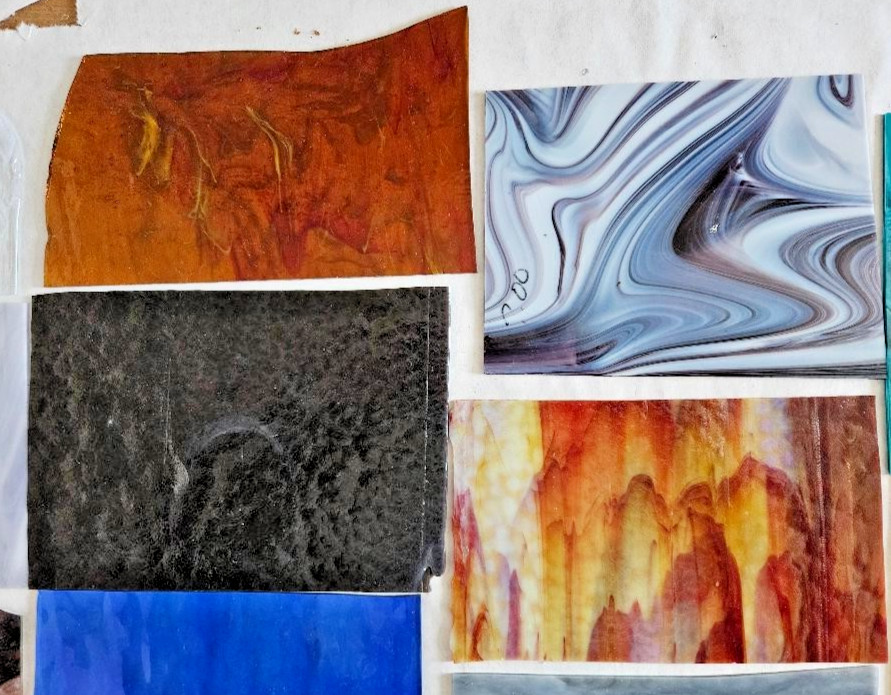 10 & 1/4 Pounds of Assorted Multicolor Stained-Glass Large Scraps/Sheets
