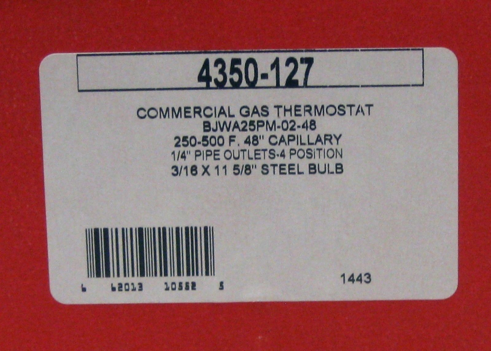 4350-127 Robertshaw Commercial Gas Oven Thermostat for BJWA 46-1210 460-107-000