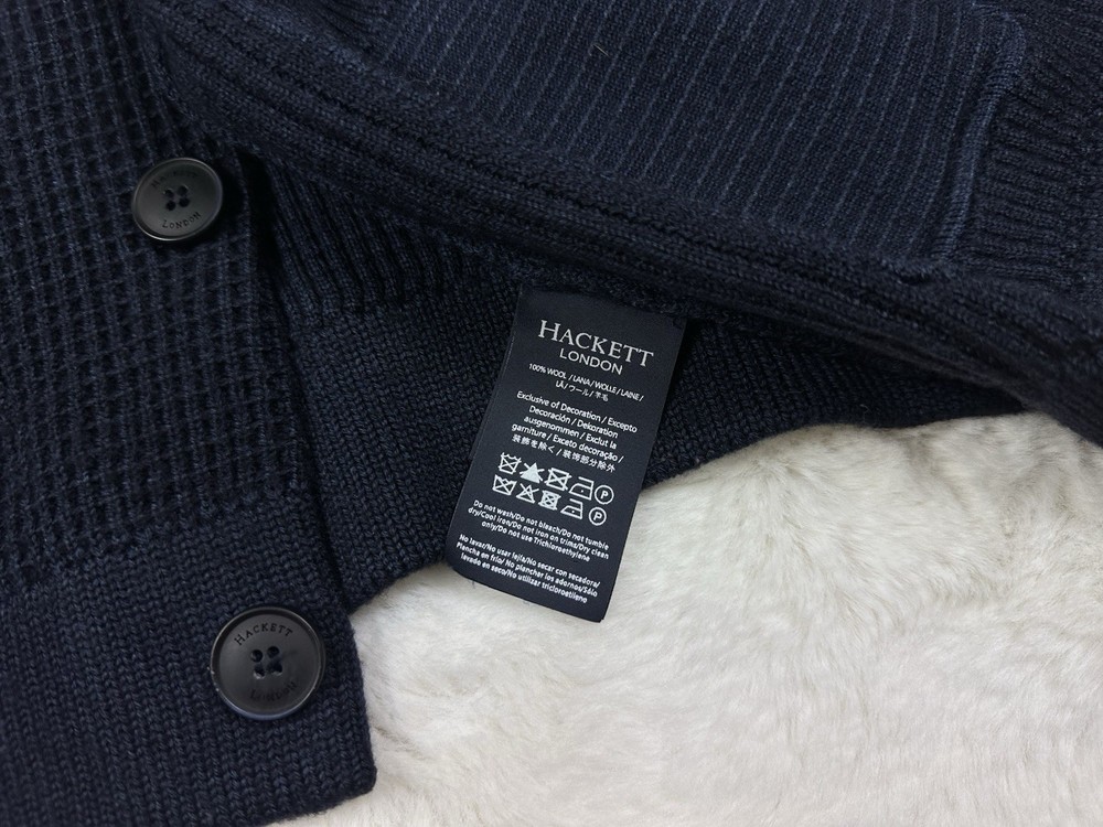 Hackett London knit waffle button wool jacket / size S