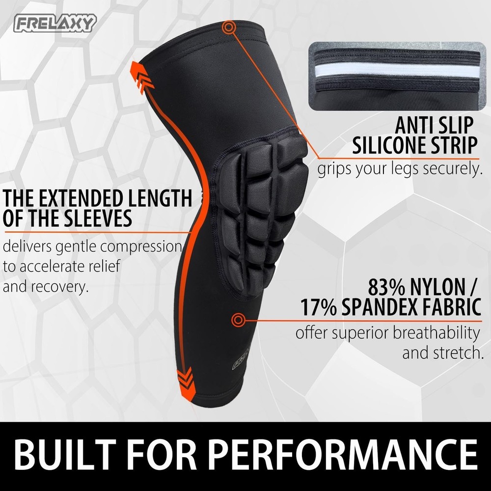 Frelaxy 3D Protective Knee Pads Compression Leg Sleeves, Padded Knee Support ...
