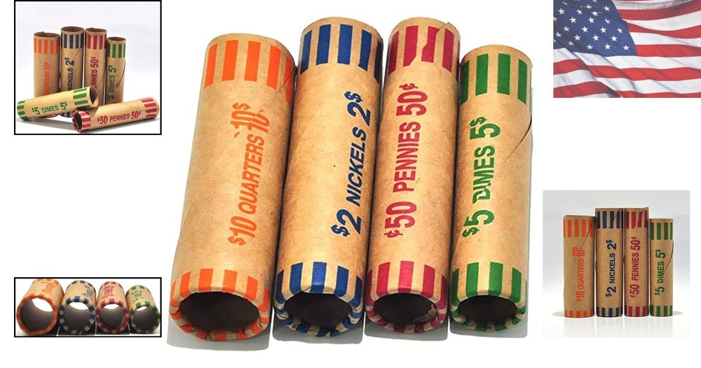 Comprehensive 128 Assorted Coin Wrapper Rolls - For Every Collector's Need