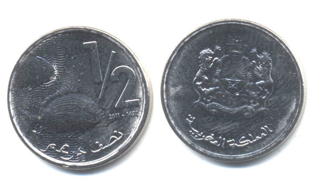 Morocco  1/2 Dirhams AH 1432, 2011 Y new UNC