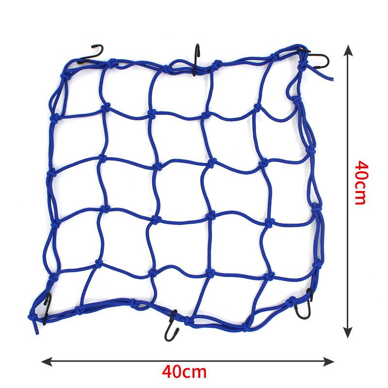 40*40CM Motorcycle Elasticated Luggag Cargo Net Strong Webbing Straps Tie Blue