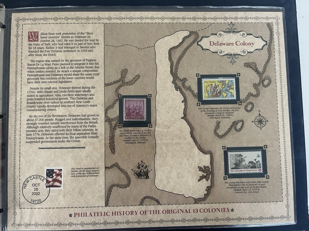 Philatelic History of The Original 13 Colonies - Stamp Book