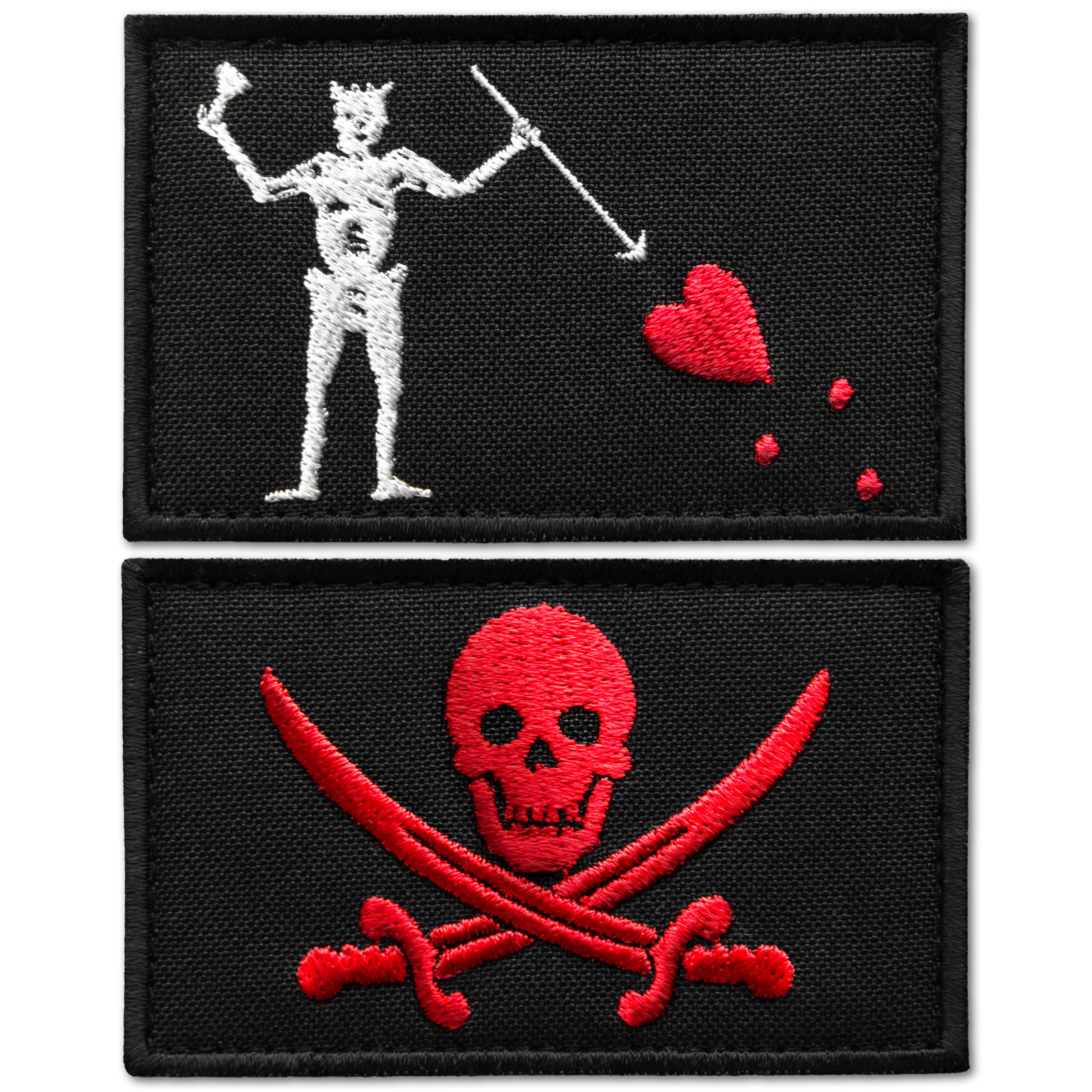 2Pcs Jolly Roger & Blackbeard Edward Teach Patch, Embroidered Pirate Skull