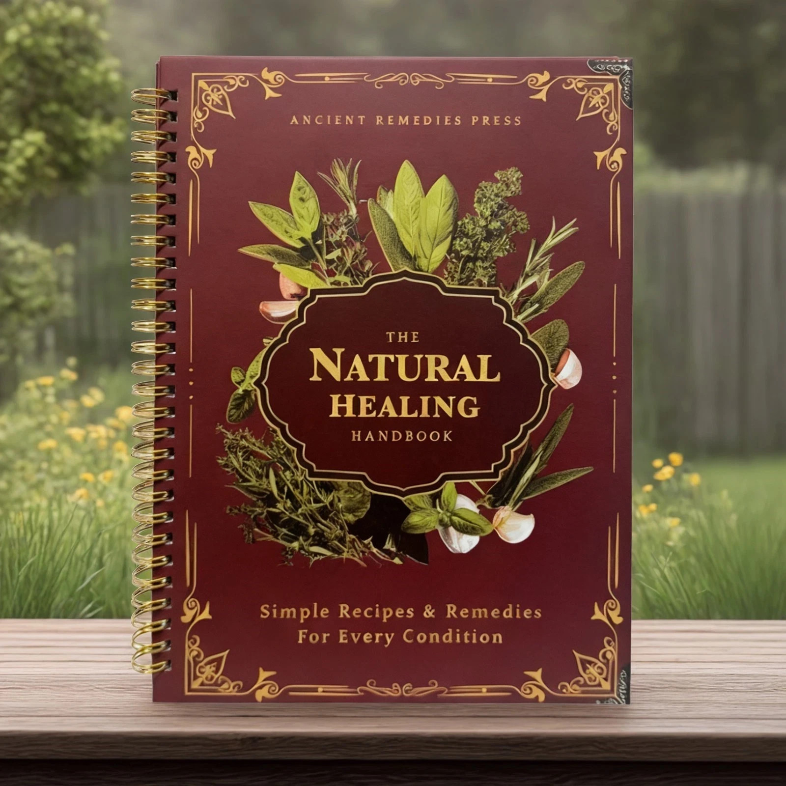 The Natural Healing Handbook, Spiral-Bound Guide For Herbal Remedies, Chef Study