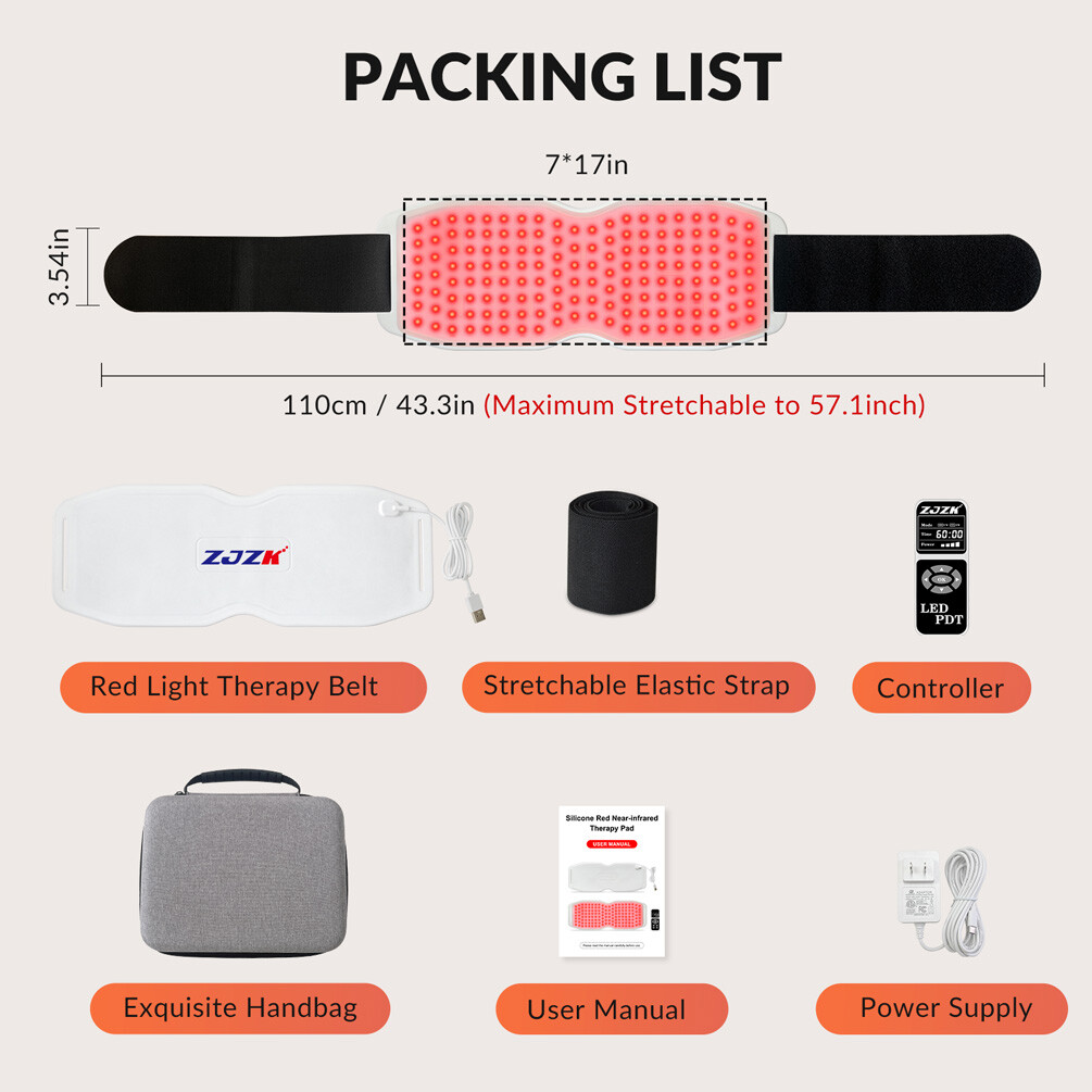 Red Light Therapy Pads Near Infrared LED Belt for Waist Back Muscle Pain Relief