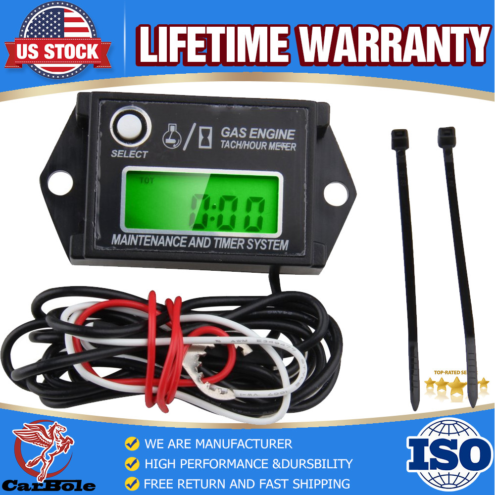 Small Engine Tachometer Hour Meter Digital Inductive Waterproof Tiny Tach Meter