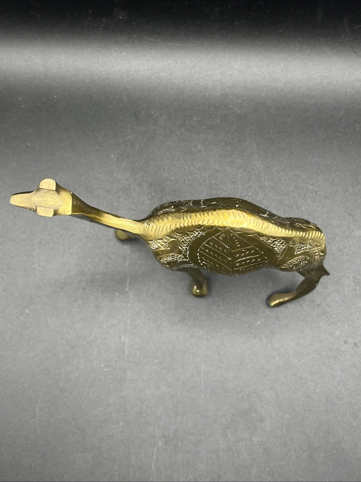 Solid Brass Etched Camel Figurine 4.25" Tall x 5" Wide Vintage Decor
