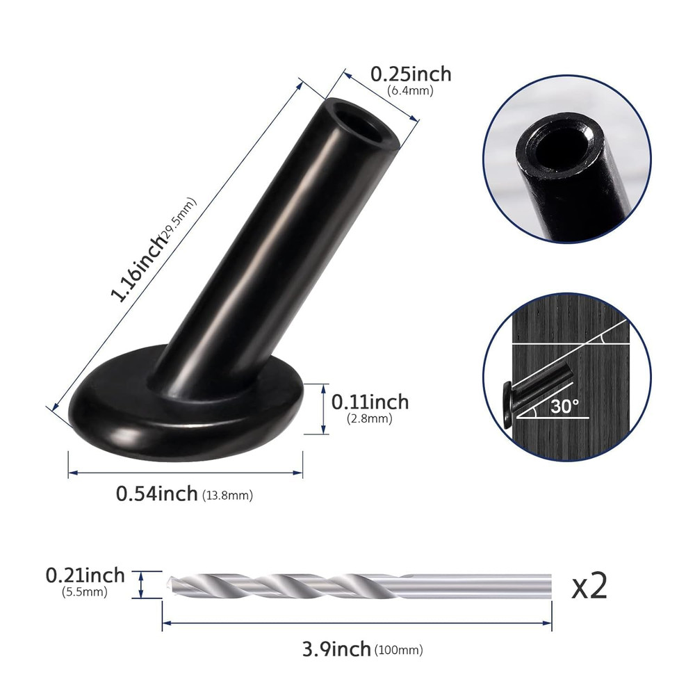20 Pack 30 Degree Angle Protective Sleeves, Black Cable Railing Corner Protector