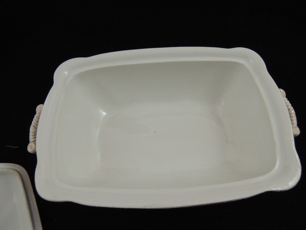 Adamantine China Wheeling Pottery Co Floral Pattern Covered Serving Dish Footed
