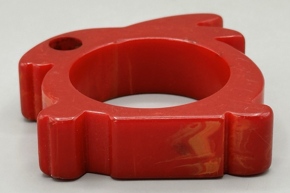 Vintage Mid-century Bakelite ruby red rabbit napkin ring